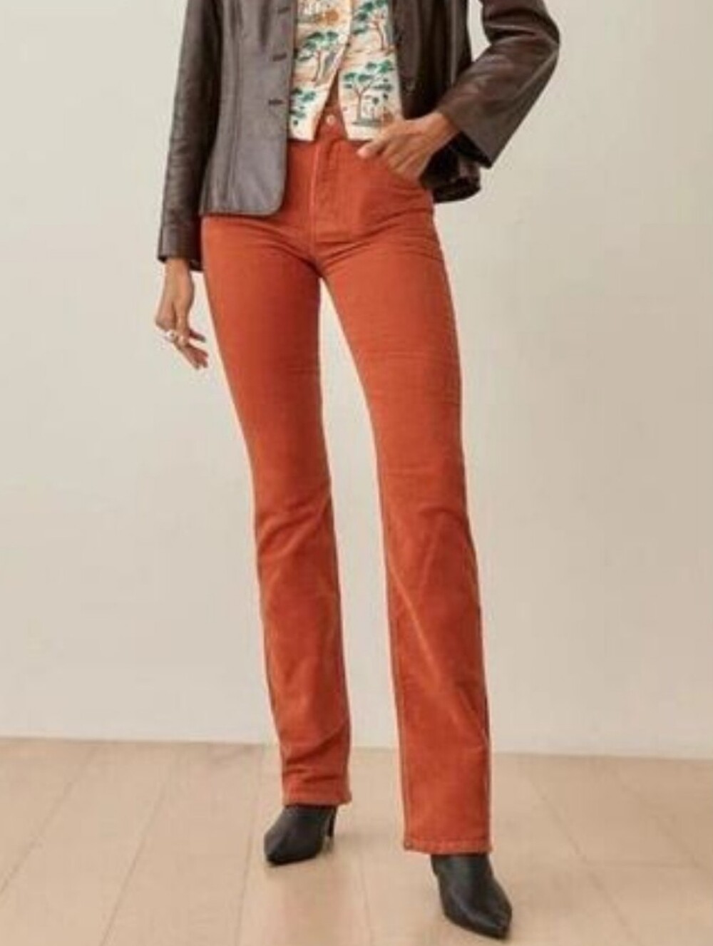 Reformation Peyton Rust Corduroy Bootcut Flare Jeans
